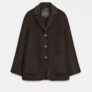 New Zara wool blend blazer ZW collection in brown -large